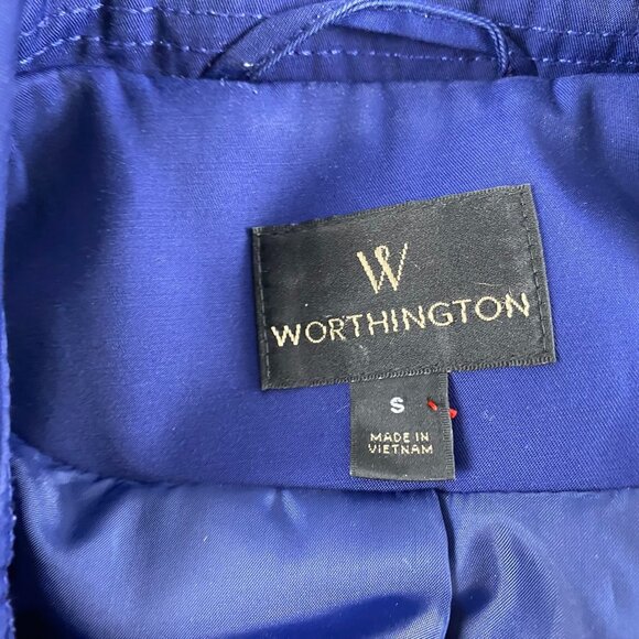 Worthington Women's Trench Coat Small Double-Breasted Royal Blue Small - Picture 4 of 8